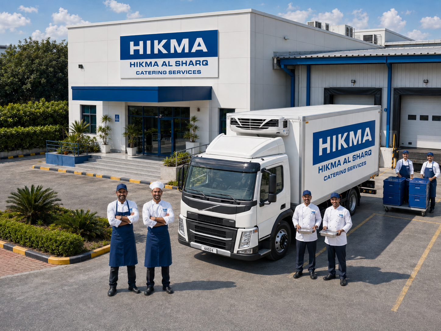 Hikma Al Sharq facility, refrigerated delivery vehicle and catering operations team